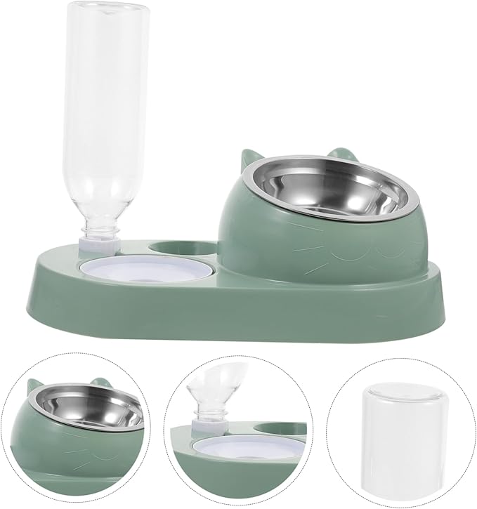 Automatic PET Feeder with Water Dispenser Non-Skid Dog and Cat Bowl Set Detachable Food and Water Station for Small Dogs and Cats Easy to Clean