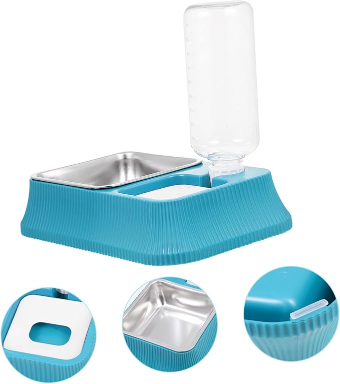 Happyyami Automatic Pet Water Dispenser Detachable Food Bowl for Cats and Dogs Dual Function Easy to Space-Saving for Indoor Use Navy