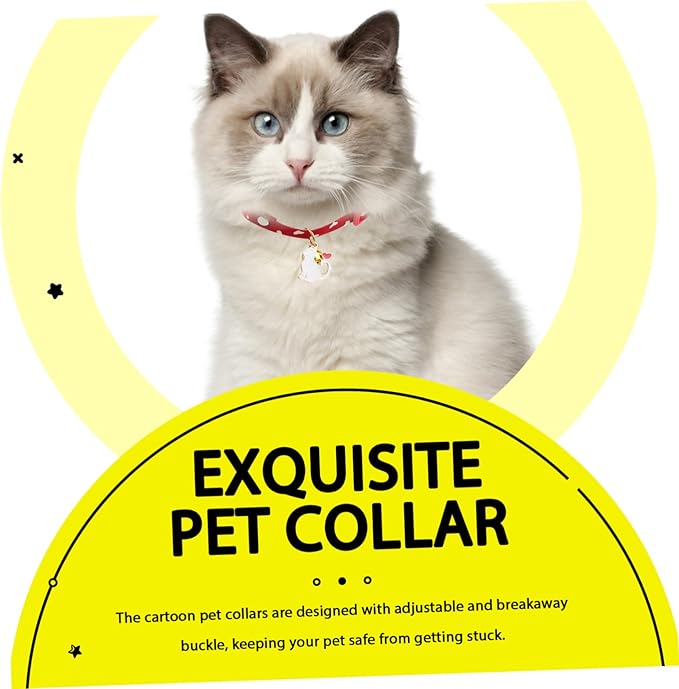 Yardwe 5Pcs Adjustable Pet Collars with Buckle and Bell Candy Style Safe for Dogs and Cats Easy Release Elastic Strap for Everyday Use