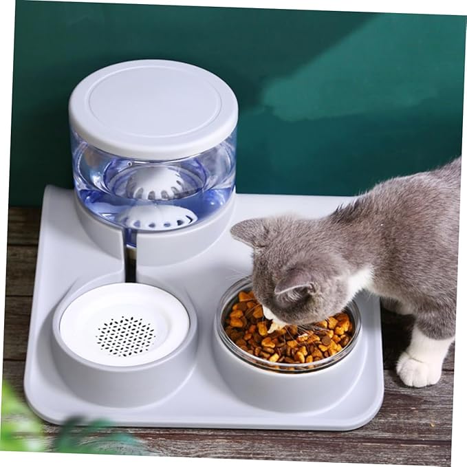 HEMOTON 1Pc Dual Use Pet Bowl Automatic Water Refill Feeder Capacity Dog Water Drinking Bowl for Dogs and Cats Grey