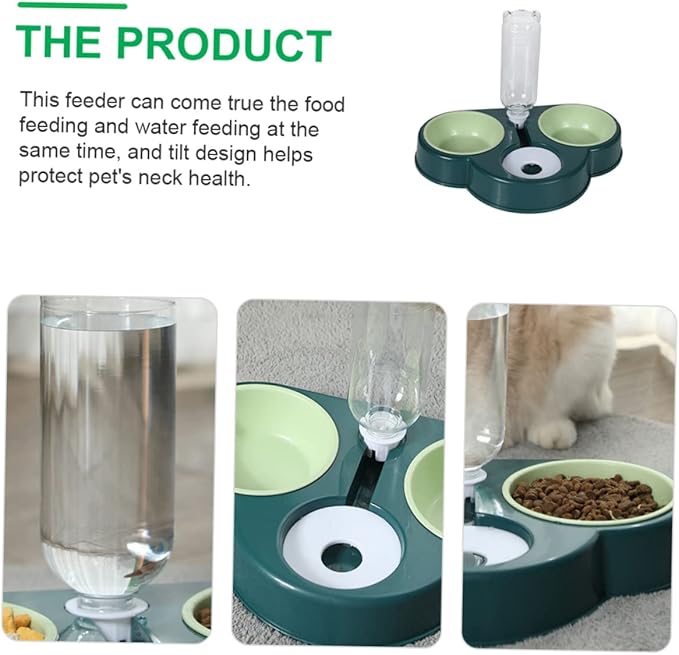 POPETPOP Pet Food Dispenser Detachable Water Bowl Automatic Feeder for Cats and Dogs Cloud-Shaped Design Convenient Dual Food and Water
