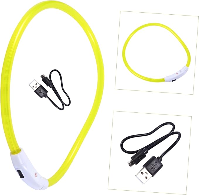 Led Glowing Dog Collar USB Rechargeable Pet Collar for Night Safety Stylish Yellow for Evening Walks and Camping