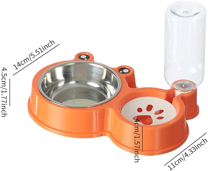 Pet Water and Food Bowl Set Food Feeder and Waterer Kit,Automatic Waterer Bottle for Small Medium Puppy Kitten,Dog Cat Bowl, Orange