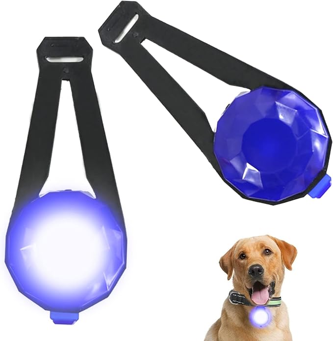 LED Collar Charm Light,Dog Collar Lights for Night Walking,Dog Night Light, Pet Safety Light for Outdoor, 3 Light Modes,5KM Visibility,USB Rechargable (2 Count, Blue)