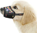 HEELE Dog Muzzle,Soft Nylon Muzzle Anti Biting Barking Chewing,Air Mesh Breathable Drinkable Adjustable Loop Pets Muzzle for Small Medium Large Dogs 4 Colors 4 Sizes (P-Black Sunflower, L)