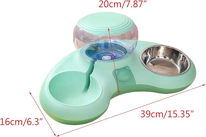 Indoor Dogs Double Feeding Bowls and Automatic Water Dispenser Pet Eating Drinking Pet Dogs Bowls Multi-Color Can Choose
