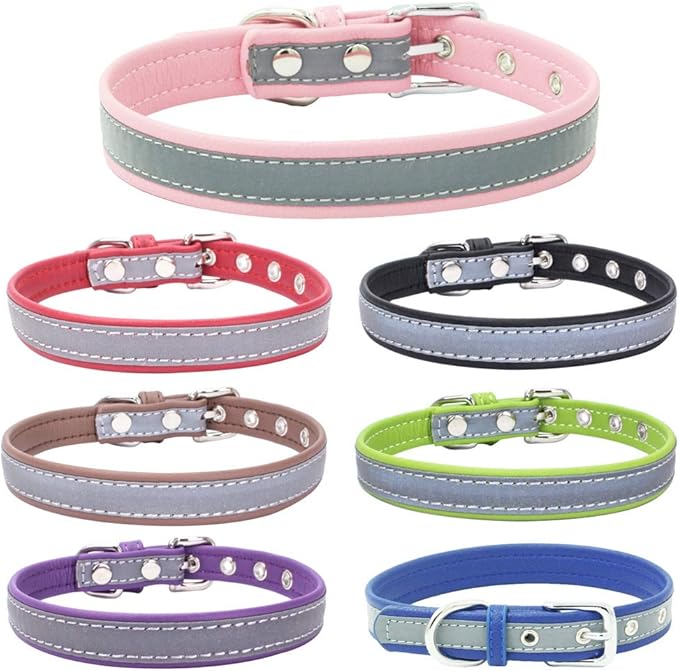 Reflective Small Dog Collar Safer at Night Girl Cat Collars Red XXL