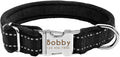 Dog Collar Personalized Reflective Large Dog Collars Nylon Adjustable Costomized Collar for Small Medium Big Dogs Pet Pitbull Black L