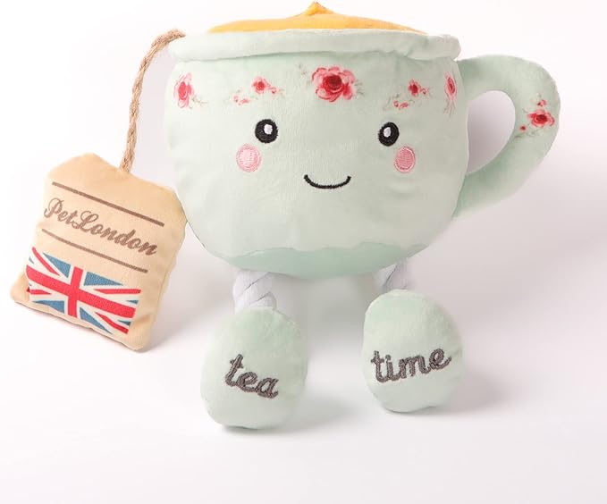 English Teacup Nosework Plush Dog Toy with Rope Legs and crinkle sound-UK British design for Dogs