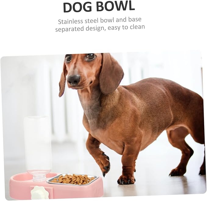 BESPORTBLE 1set Hanging Automatic Water Feeder for Dogs and Cats Detachable Non-Skid Bowls Dual Food and Water Function Convenient Pet Feeding