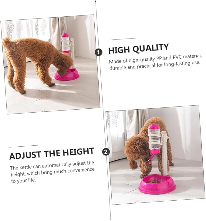 BESPORTBLE Automatic Pet Water Dispenser with Bowl Capacity Dog and Cat Feeder Easy to Clean Practical Waterer for Dogs Cats and Other Pets Rose Red