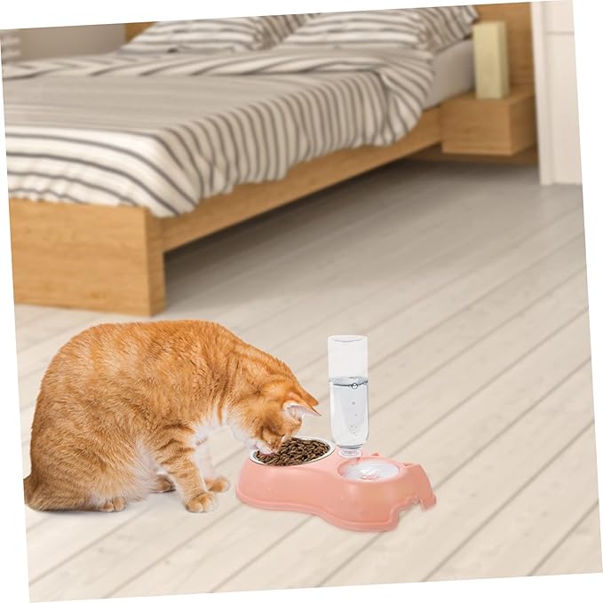 1set Automatic Pet Feeder and Water Dispenser for Dogs and Cats Dual Bowl Design Non- Base Convenient and Easy to Pet Feeding