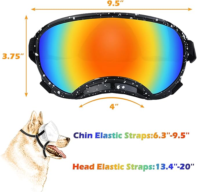 Winproof Large Dog Sunglasses with Adjustable Strap, UV Protection, Soft Goggles for Medium-Large Dogs