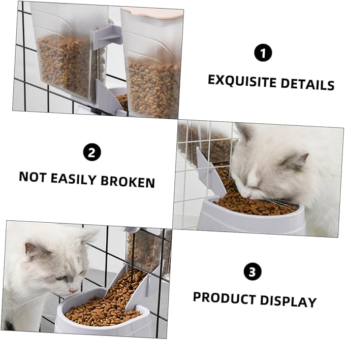 1pc Hanging Pet Bowl Automatic Cat Feeder Dog Food Container Gray -tip Design for Smooth Dispensing for Crates and Cages for Pets