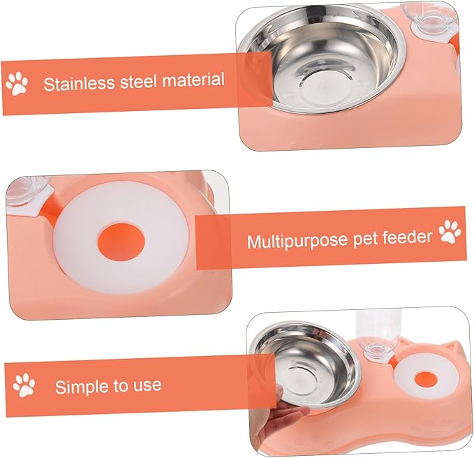 BESPORTBLE 1set Automatic Pet Feeder and Water Dispenser Dual Bowl and Cats Removable Transparent Bottle Use