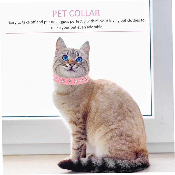 SUPVOX Adjustable Rhinestone Inlaid Dog Collar for Dogs Breathable Pu Material Comfortable Neck Decor Buckle for Pets and Puppies