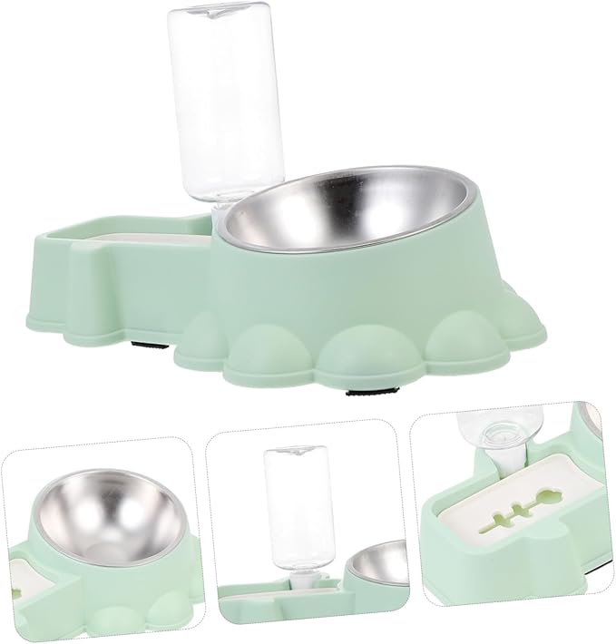DOITOOL Automatic Stainless Steel Dog Food Feeder and Water Dispenser Bowl Pet Feeding Station with Smooth Surface Safe for Puppies and Dogs Practical Dual Function for Home and Pet Stores