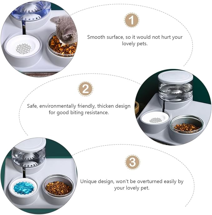 Pet Water Drinking Bowl and Automatic Food Feeder Dual-Use Gray Pet Feeder Bowl for Cats and Dogs for Home Feeding and Hydration