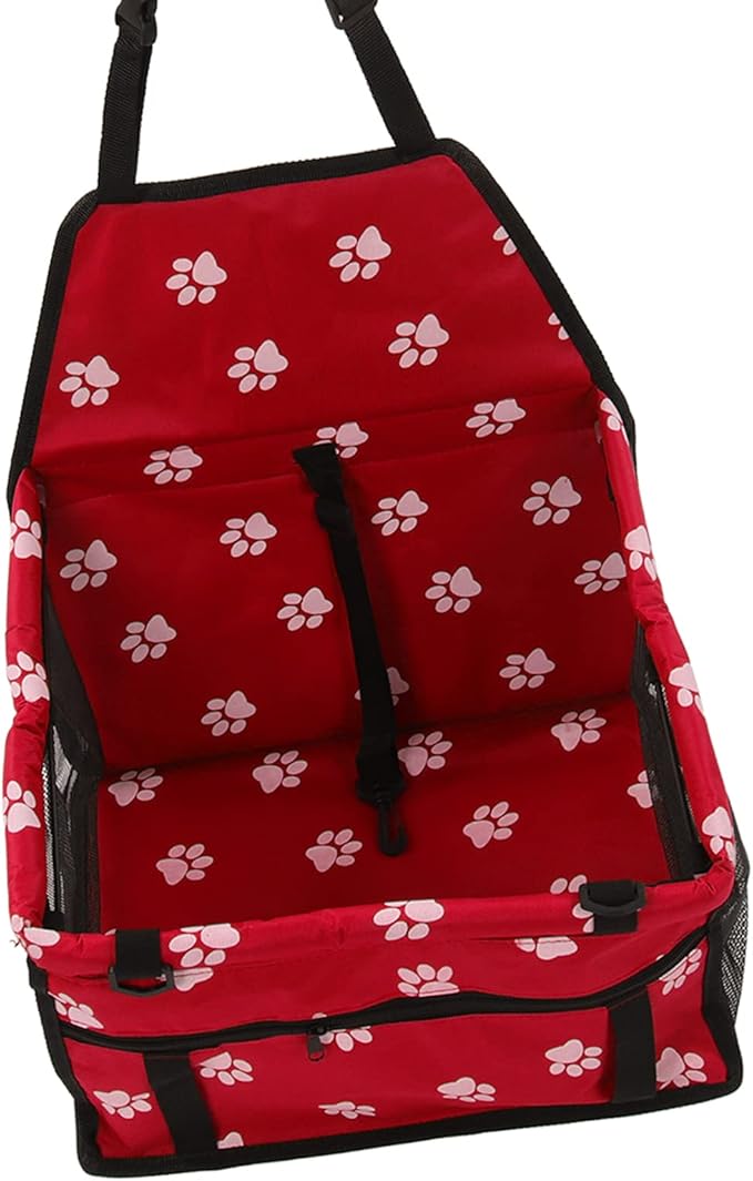 Alomejor Pet Car Seat Breathable Slip Proof Safety Leash Design Dog Car Basket for Puppy Cat (Red)