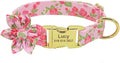 Custom Flower Dog Collar Nylon Floral Printed Pet Dog Collars Personalized Puppy Collar for Small Medium Large Dogs Cat Pitbull 151 Pink L