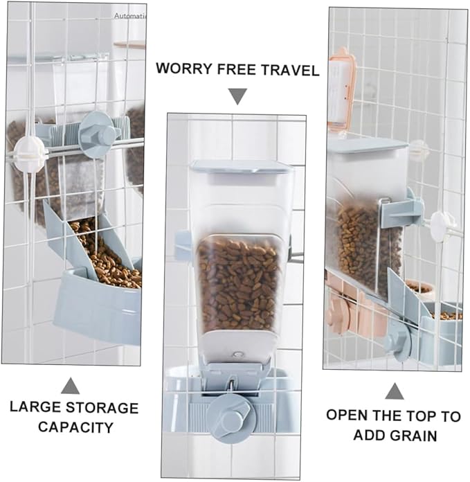 2L Automatic Dog Feeder Hanging PET Bowl Timed Dispenser Blue for Cage Feeding Suitable for Puppies and Small Dogs