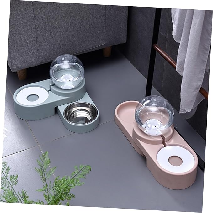 Toyvian Creative Automatic Water Feeder for Pets Double Bowl Design Blue for Cats and Dogs Smooth Surface Safe and Convenient Hydration