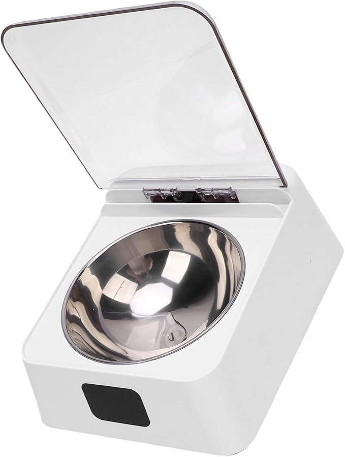 Zerodis 350ml Automatic Pet Feeder with Smart Infrared Sensor Lid, USB Rechargeable Food Dispenser for Dogs, Elevated Cat Food Bowl, Suitable for Indoor Camping Travel Cats Dogs Puppy,