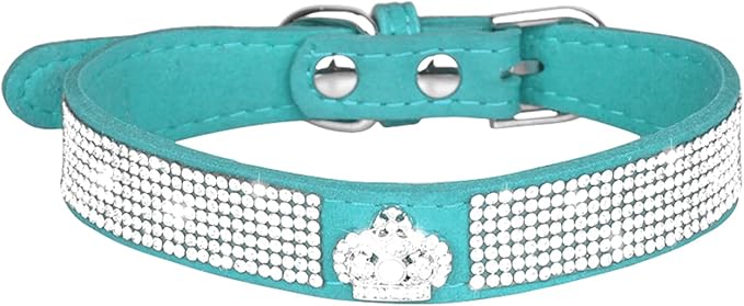 Cute Dog Collar with Bling Rhinestone, Fancy Crystal Diamond Glitter Pretty Jewel Soft Cat Collars for Small Medium Large Breed Dogs Girl Female Pet Puppy Kitten Terrier (XS, Light Blue5)