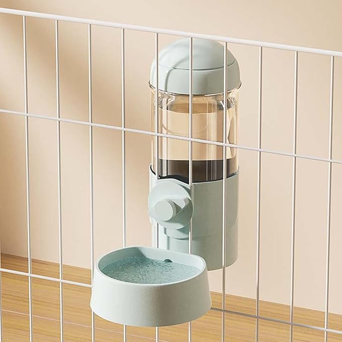 Pet Dog Cat Hanging Automatic Feeders Drinking Bowls, Auto Gravity Rabbits Feeder Water Set, Cage Pet Feeding Bowls Dispenser for Cats Dogs Puppy, Rabbit Hamsters Chinchilla Hedgehog (Green-Water)