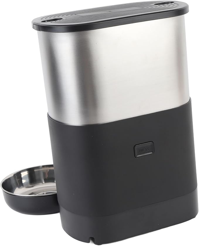 Automatic Pet Feeder, 5L Large Capacity Automatic Timed Cat Feeders with Visable Window Quantitative Feeding Stainless Steel 2 Bowls Dog Food Dispenser for Cats Dogs (Black)