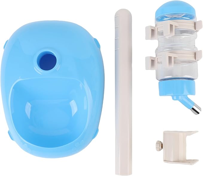 Pet Standing Water Dispenser, Height Adjustable Automatic Water Food Feeder, 500ml Water Bottle Dispenser Standing Feeding Bowl for Cats Puppy Pets (Blue)