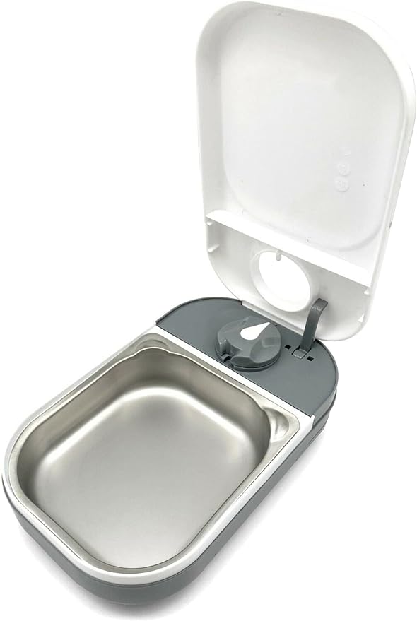 Closer Pets C100 Single Meal Timer-Controlled Automatic Pet Feeder - for Cats and Small Dogs, Wet or Dry Food with Stainless Steel Bowl Insert, up to 0.88 lb, White