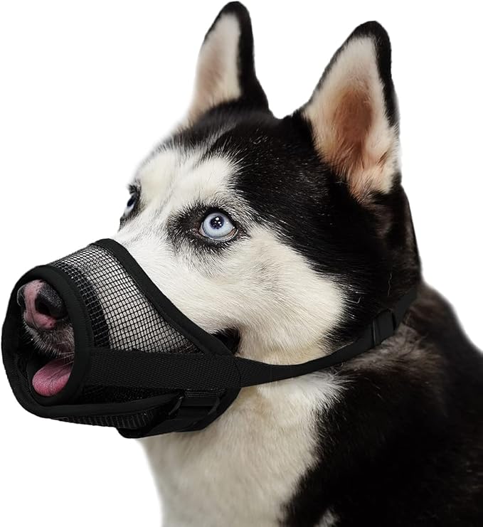Mayerzon Dog Muzzle with Adjustable Strap to Prevent Biting Fierce Barking and Chewing, Air Mesh Breathable Pet Muzzles for Small Medium Large Dogs