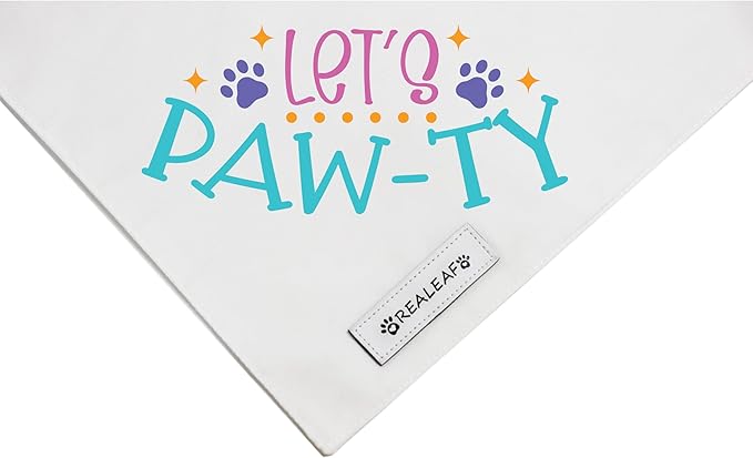Realeaf Birthday Dog Bandanas 2 Pack (White, X-Large)
