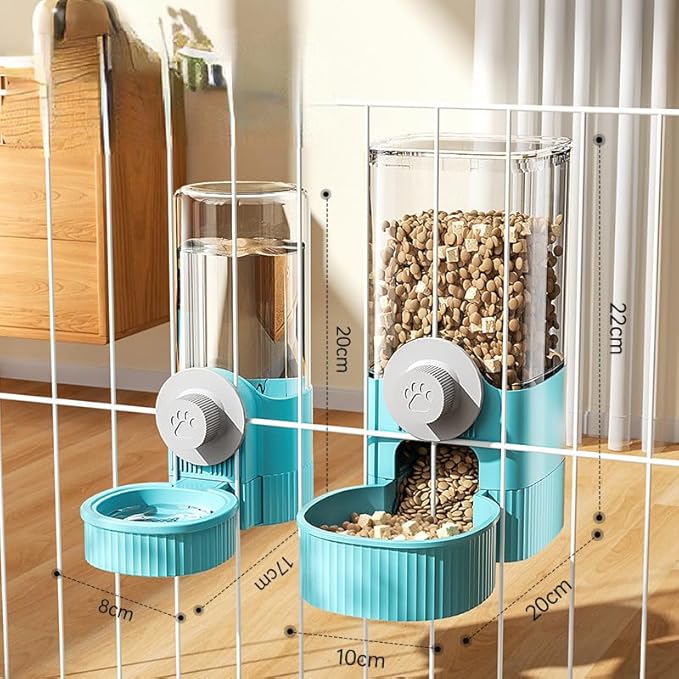 Hanging Automatic Pet Feeder and Waterer Set - Perfect for Dogs and Cats Drinking and Eating Needs! (Gray)