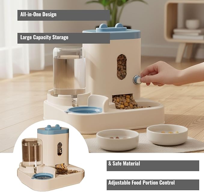 Automatic Pet Feeder with Water Dispenser - Self-Feeding Station for Cats and Dogs, Ideal for Home or Travel Use