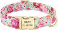Flower Dog Collar Leash Set Custom Small Medium Large Dog Pet Collars Floral Print Nylon Dog Collars with Treat Bag Snack Bag Pink Collar L