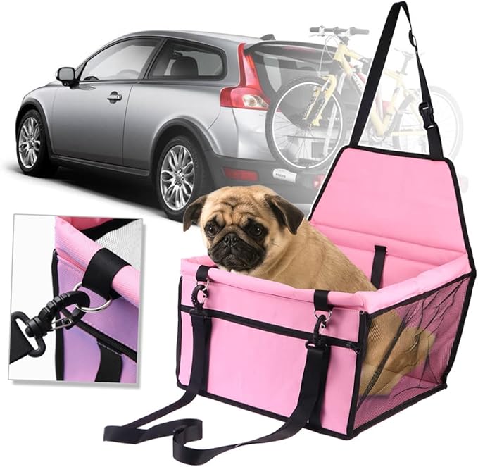 Sosoport Pet Safety Seat Breathable Mesh Pet Carrier for Dogs Cats Straps Front Storage Bag for Travel Thick Support Rods