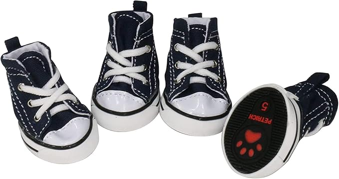 Pet Shoes Puppy Sport Denim Shoes Casual Style Anti-Slip Boots Sneaker Booties 4Pcs