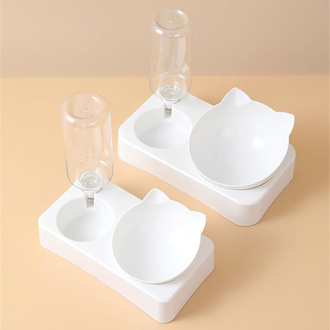 2 in 1 Practical Dog Water Food Bowl Dispenser for Pet Cats Lovely Dog Feeder Raised Food Container Bowl Automatic Fountain for Dogs