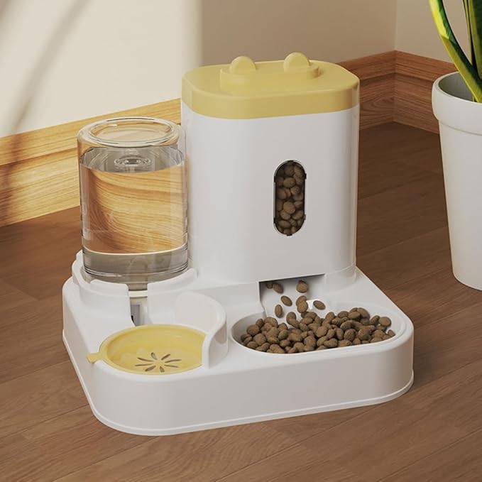 REDYY Feeder Bowl,Pet Automatic Waterer Cats Feeder Food Container Bowl Automatic Water Fountain 2 in 1 Pet Large Dog Water Feeder