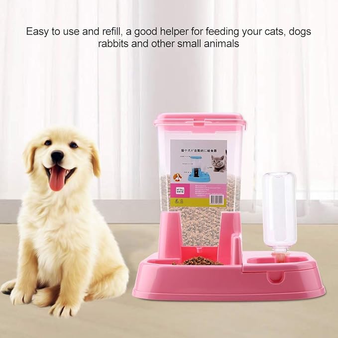 Pets Feeder, Automatic Pet Feeder Detachable Food Dispenser Water Bottle Cats Dogs Feeding Tool