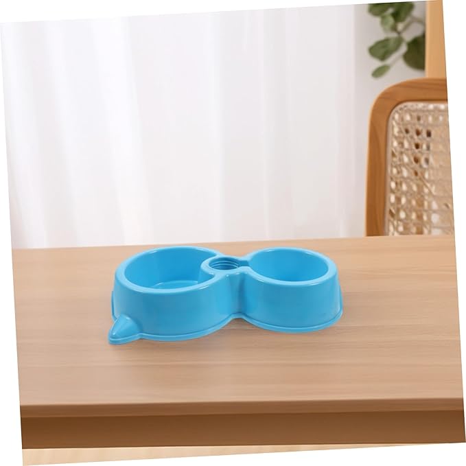 POPETPOP Double Dog Bowls with Attachable Water Bottle Dispenser Automatic Water Feeding Station for Cats and Dogs Convenient Hydration for Pets