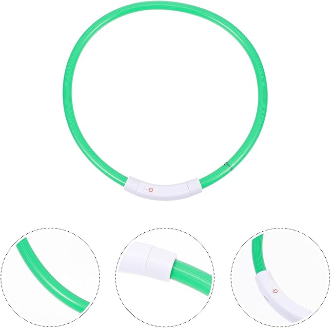 VICASKY LED Pet Collar USB Rechargeable Fiber Optic Dog Safety Collar 70cm Emerald Evening Luminous Glowing Sling for Walking