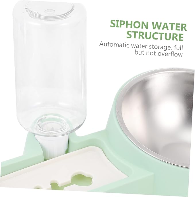 BESPORTBLE Automatic Pet Feeder Stainless Steel Dog Bowl Dual Food and Water Dispenser for Dogs and Puppies Bite and Shatter Resistant Green Design for Convenient Feeding