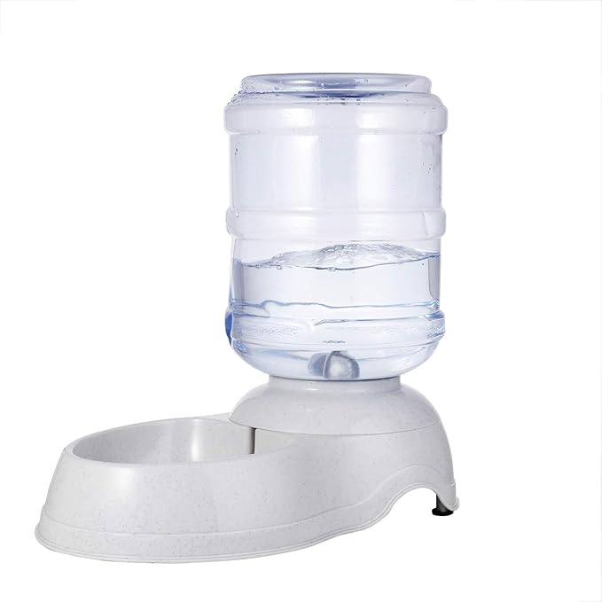Pet Water Drinking Fountain Automatic Gravity Dispenser Station Self Replenish Animal Waterer Dog Cat Large Capacity Fresh Drinking System Plastic Bottle Reservoir Bowl Stand (3 Gallon)
