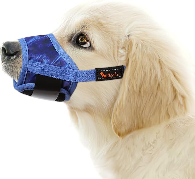 HEELE Dog Muzzle,Soft Nylon Muzzle Anti Biting Barking Chewing,Air Mesh Breathable Drinkable Adjustable Loop Pets Muzzle for Small Medium Large Dogs 4 Colors 4 Sizes (P-Sky Blue, XL)