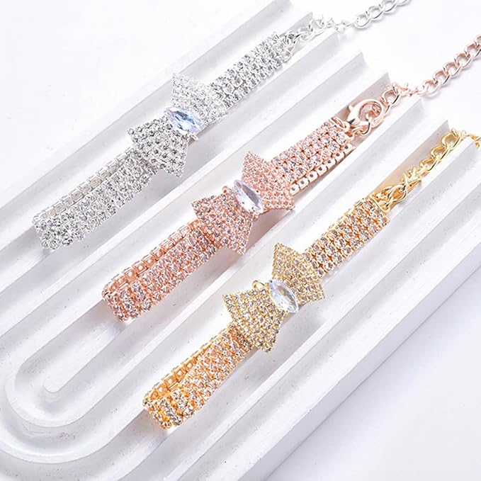 Pet Collar with Diamond Adjustable Crystal Bow Wedding Cat Collar Dog for Small Medium Pet Collar Dress Up Ornament
