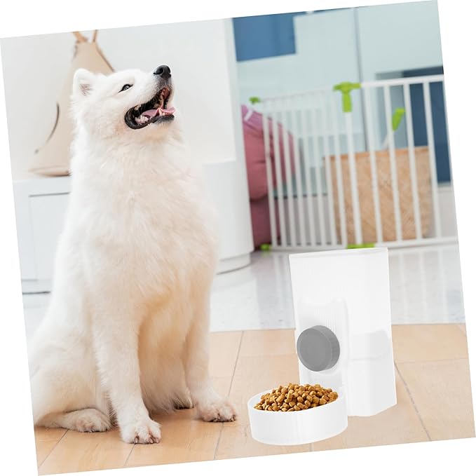 Automatic Pet Feeder Container Hanging Type Puppy Food Dispenser Control and for Cats and Dogs Prevents Overflow and Spills for Use