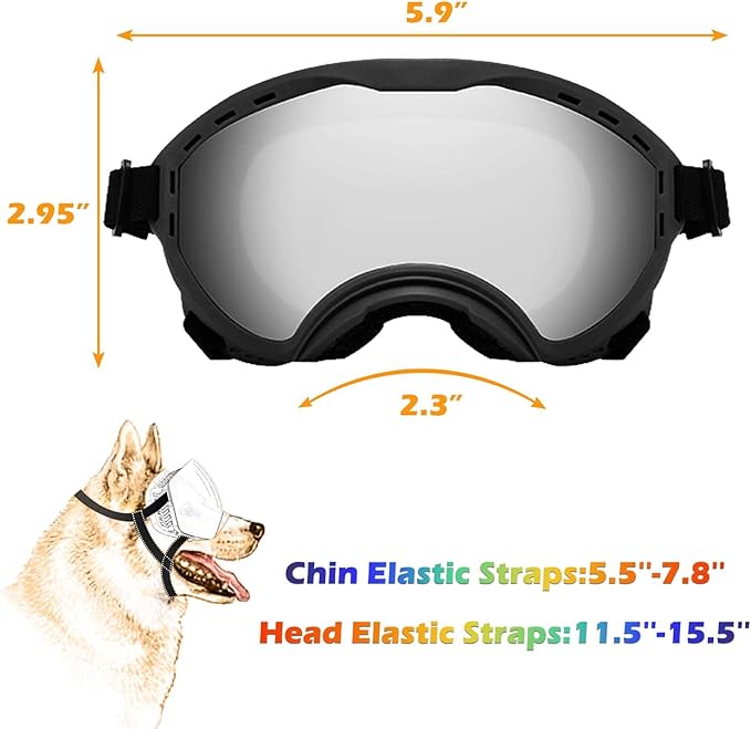 Dog Sunglasses with Adjustable Strap, UV Protection, Winproof Puppy Sunglasses, Suitable for Dogs Eyes Protection,Soft Dogs Goggles